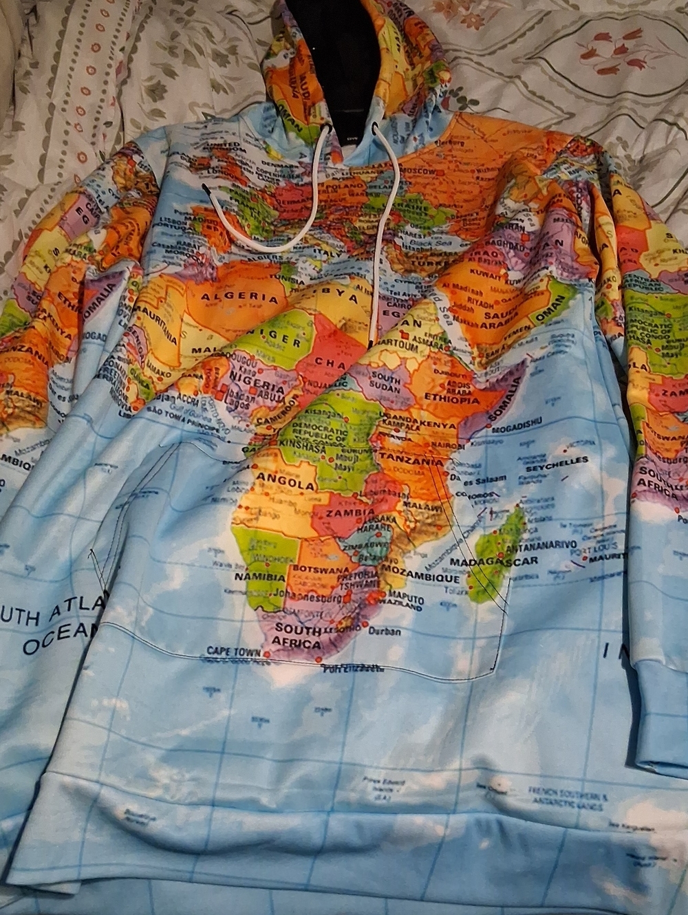 Map Print Hoodie in Bright Multicolor